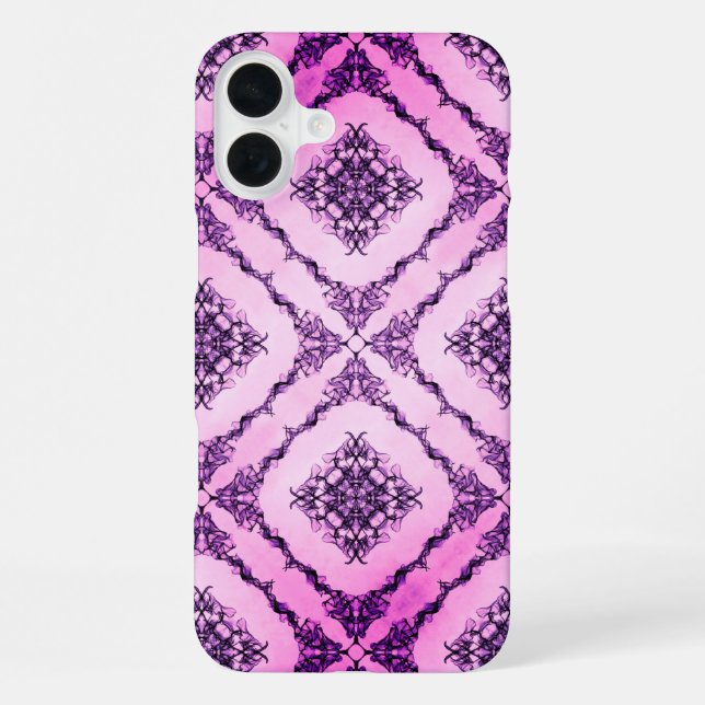 Raspberry Pink and Purple Diamond Pattern iPhone Case (Back)