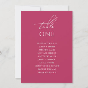 Raspberry Pink Colourful Wedding Seating Chart Invitation