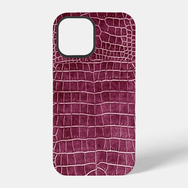 Raspberry Pink Faux Crocodile Leather iPhone Case (Back)