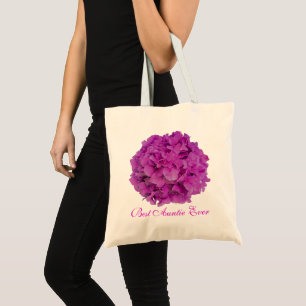 Raspberry pink hydrangeas magenta flowers Auntie Tote Bag