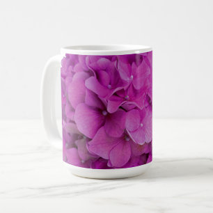 Raspberry pink hydrangeas pink magenta flowers coffee mug