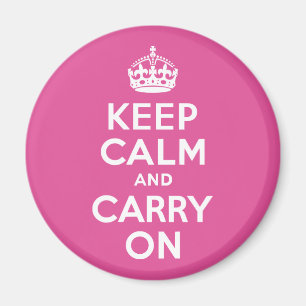 Raspberry Pink Keep Calm and Carry On Magnet