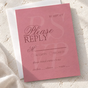 Raspberry Pink Modern Calligraphy Wedding RSVP Card