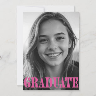 Raspberry Pink Modern Graduation Announcement Card