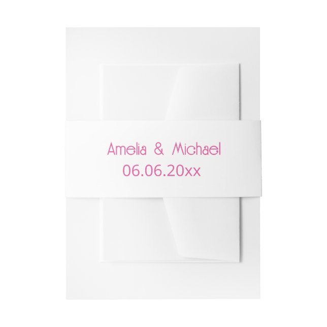 Raspberry Pink Modern Wedding Invitation Belly Band (Front Example)