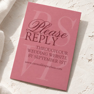 Raspberry Pink Modern Wedding Website RSVP Card