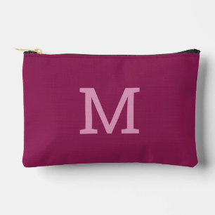 Raspberry Pink Monogram Initial Cosmetic Pouch Bag