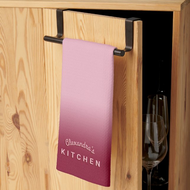 Raspberry Pink Ombre Tea Towel (Thirds Fold)