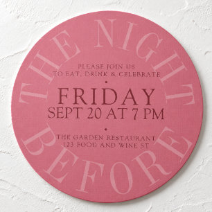 Raspberry Pink Round Rehearsal Dinner Invitation