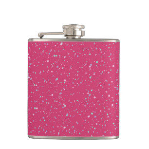 Raspberry Pink Speckled Pastel Splatter Paint Dots Hip Flask
