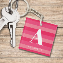 Raspberry Pink Stripes Custom Monogram Name 