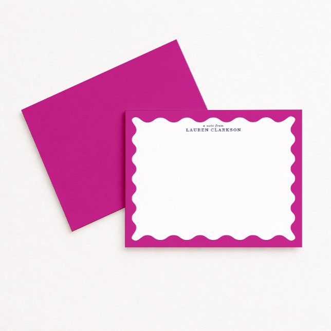 Raspberry Pink Wavy Frame Note Card (Creator Uploaded)