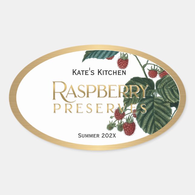 Raspberry Preserves Jelly Label Vintage (Front)