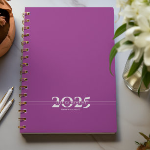 Raspberry Purple Overlapping Text Split Year Planner