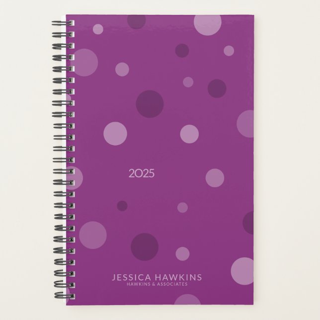 Raspberry Purple Pop Dots Year Weekly Planner (Front)