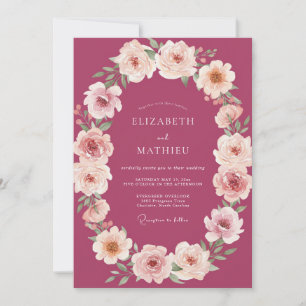 Raspberry Radiant Botanical Wedding Invitation
