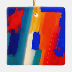 "Raspberry Rhapsody" Abstract Art Ceramic Ornament