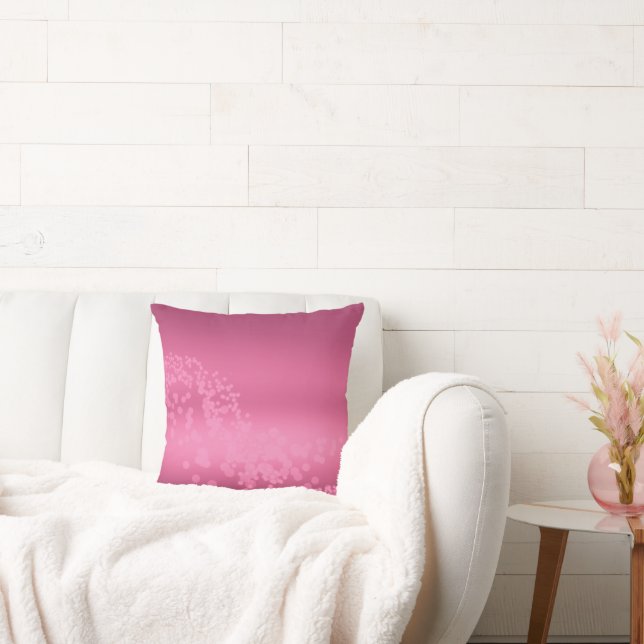 Raspberry Rose Gradient Bokeh Wave Throw Pillow (Couch)