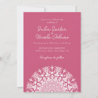Raspberry Rose Pink Abstract Mandala Wedding