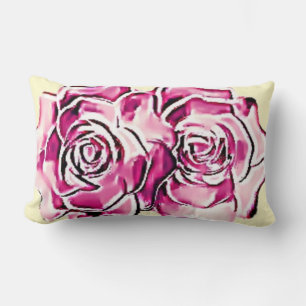 Raspberry Roses and Cream Lumbar Cushion