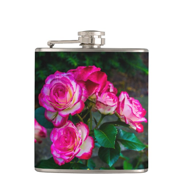Raspberry Roses Hip Flask (Front)