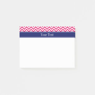 Raspberry SLg Chevron Navy Name Monogram Post-it Notes