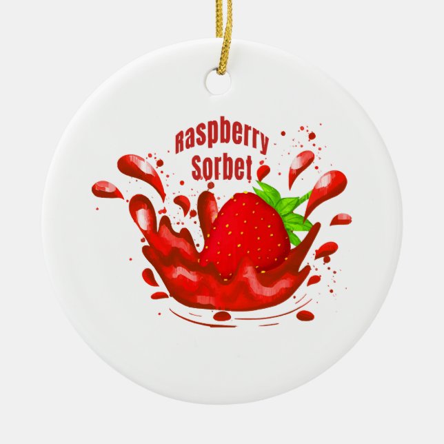 Raspberry Sorbet Ceramic Tree Decoration (Front)