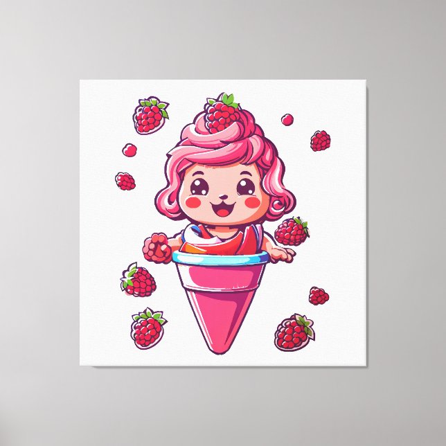 Raspberry sorbet Kawaii Canvas Print (Front)