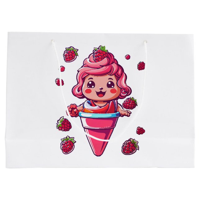 Raspberry sorbet Kawaii Large Gift Bag (Back)