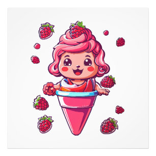 Raspberry sorbet Kawaii Photo Print