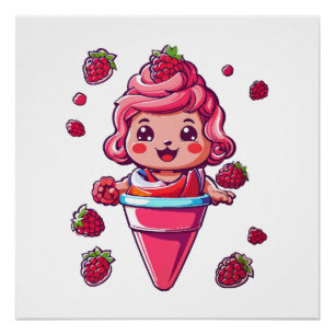 Raspberry sorbet Kawaii Poster