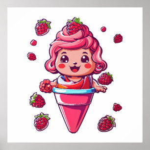 Raspberry sorbet Kawaii Poster