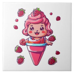 Raspberry sorbet Kawaii Tile