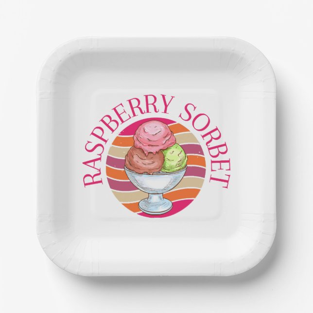 Raspberry Sorbet Paper Plate (Front)