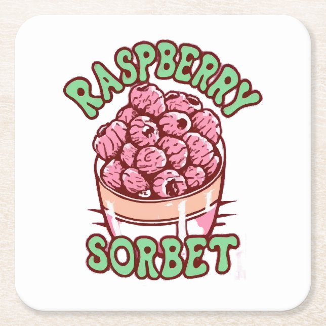 Raspberry Sorbet  Square Paper Coaster (Front)