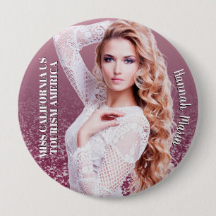Raspberry Sparkle Custom Cut-out Photo Button Pin