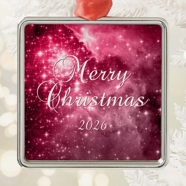 Raspberry Stars Merry Christmas Metal Tree Decoration (Raspberry Stars Merry Christmas Metal Ornament)