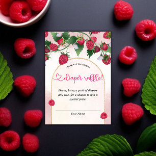 Raspberry Sweet Baby Shower Diaper Raffle Enclosure Card