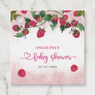 Raspberry Sweet Watercolor Girl Baby Shower Favour Tags