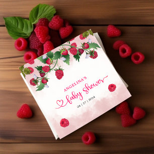 Raspberry Sweet Watercolor Girl Baby Shower Napkin