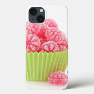 Raspberry tasty candy sweets in green cup cake iPhone 13 case