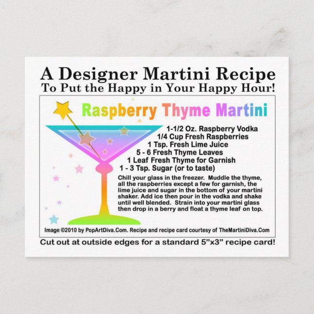 Raspberry Thyme Martini Recipe Postcard (Front)