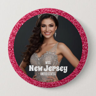 Raspberry Twist Pageant Photo Button Pin