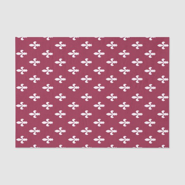 Raspberry Victorian Fleur de Lys Tissue Paper (Front)