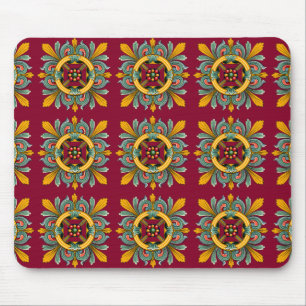 Raspberry Victorian Tile Design Mouse Pad