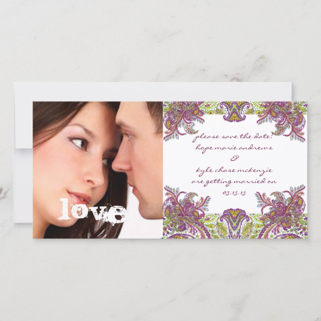 Raspberry Vintage Floral Save The Date Photo (Front)