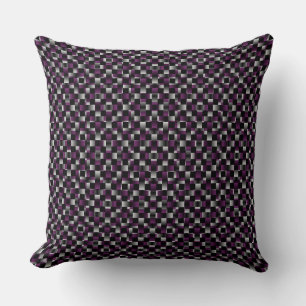 Raspberry White Black Weave Pattern Cushion
