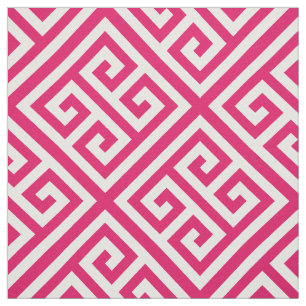 Raspberry White Med Greek Key Diag T Pattern #1 Fabric