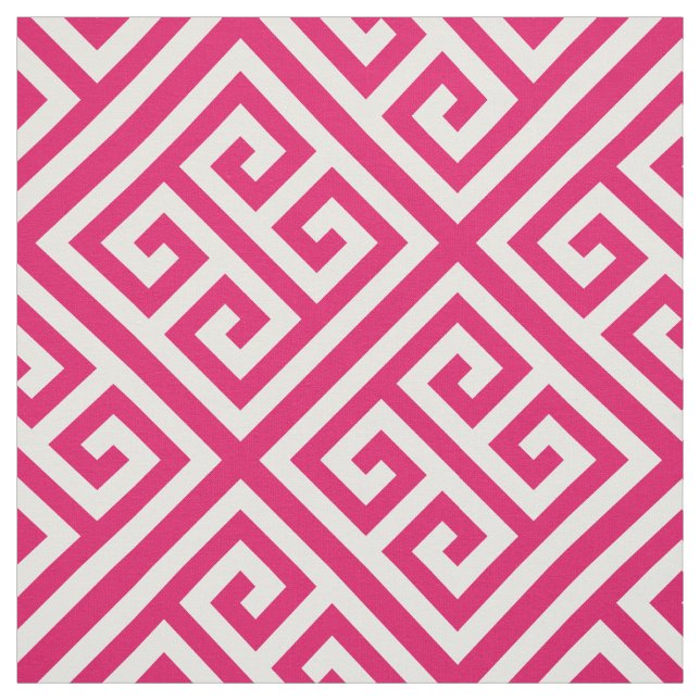 Raspberry White Med Greek Key Diag T Pattern #1 Fabric (Swatch)