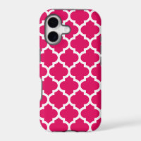 Raspberry White Moroccan Quatrefoil Pattern #5